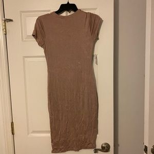 Bodycon midi beige dress